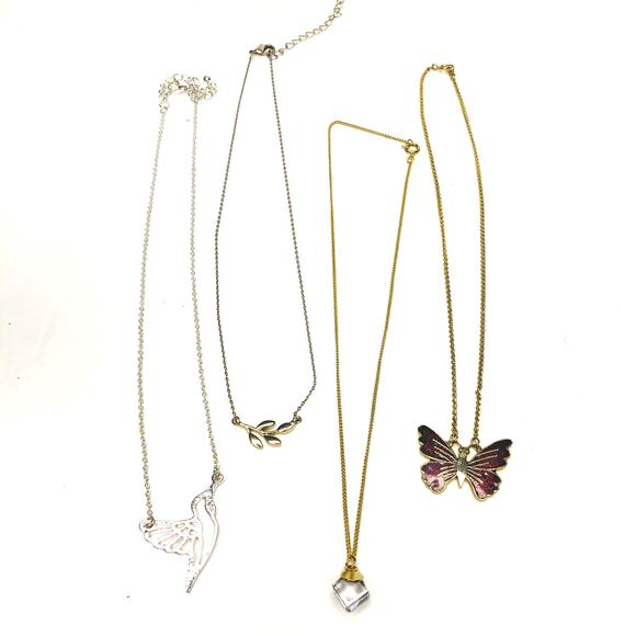 Fashion Jewelry Y2K Necklace Bundle Butterfly Crystal Bird Leaf - Picture 1 of 6